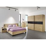 Chambre � coucher collection morgane : armoire 200 cm, lit avec applique 180x200, commode, chevets, ch�ne ...