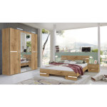Chambre à coucher complète adulte (lit 140x190cm + 2 chevets + armoire) coloris imitation chêne poutre ... Chambre à coucher complète adulte (lit 140x190cm + 2 chevets + armoire) coloris imitation chêne poutre ...