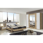 Chambre à coucher complète adulte (lit 160x200 cm + 2 chevets + armoire) coloris imitation chêne poutre ... Chambre à coucher complète adulte (lit 160x200 cm + 2 chevets + armoire) coloris imitation chêne poutre ...
