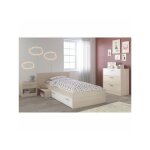 Chambre enfant complete style contemporain d�cor acacia clair et blanc - l 90 x l 190 cm - charlemagne ...