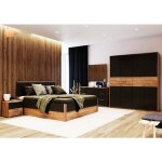 Azura home design - chambre romana avec rangement , lave mat et chne clair 180x200 cm - sans armoire ...