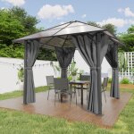 Devoko - chapiteau de tonnelle en aluminium 3 x 3 m avec parois latérales de toit en pc, gris foncé Devoko - chapiteau de tonnelle en aluminium 3 x 3 m avec parois latérales de toit en pc, gris foncé