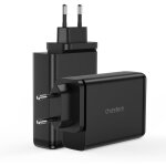 Chargeur d'alimentation gan 140w 4 ports 2x usb - c + 2x usb - noir