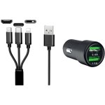 Chargeur auto dual usb 3 en 1 12 / 24v / 3, 4a charge de courant max=3. 4 a 12 / 24 v - iwh