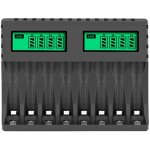 Chargeur de batterie �cran lcd chargeurs intelligents intelligents � 8 emplacements pour piles rechargeables ...