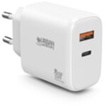 Chargeur et c�ble d alimentation pc urban factory secteur 65w type c gan avec 1 port usb c 45w + 1 port ...