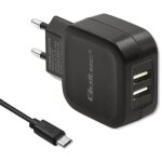 Chargeur mural qoltec 17 w 5 v 3, 4 a câble 2 x usb + micro usb Chargeur mural qoltec 17 w 5 v 3, 4 a câble 2 x usb + micro usb