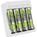 Chargeur de piles basic iv + 4 piles rechargeables hr6 1300 mah 1, 2v (1 pce) - ansmann