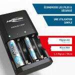 Chargeur pour piles powerline 4 smart (1 pce) + 4 piles hr03 1100mah - ansmann