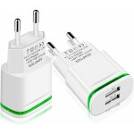 Chargeur prise usb secteur, 2 - pack 2. 1a 5v 2 ports adaptateur alimentation universel led replacement ...
