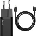 Chargeur rapide pour iphone super si 1c 20w power delivery + usb - c - c�ble lightning 1m noir
