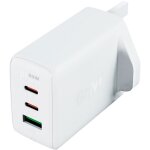 Chargeur acefast gan 65 w 3 ports (1 x usb, 2 x usb c pd) prise uk blanc (a44)