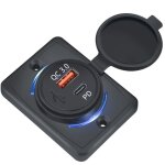 Chargeur de voiture 18w qc 3. 0, usb, prise pd, �tanche, universel, pour camion, t�l�phone, tablette, ...