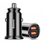 Chargeur de voiture intelligent circulaire 2x usb qc3. 0 quick charge 3. 0 scp afc 30w noir