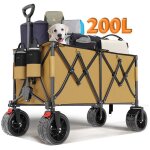 Devoko chariot à bras pliable avec freins, 200 kg, pneus larges tout - terrain, couleur chocolat Devoko chariot à bras pliable avec freins, 200 kg, pneus larges tout - terrain, couleur chocolat