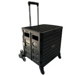 Secury - t - chariot de course 8 roues - pliable - plastique - avec couvercle - noir - 70kg