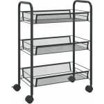 Chariot de cuisine  3 niveaux noir 46x26x64 fer