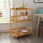 Desserte � roulettes , chariot de rangement � roulettes en bambou, meuble cuisine 3 �tages , meuble de ...
