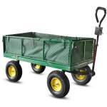 Elem garden technic - chariot de jardin en acier avec bche amovible 138x62x68cm