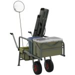 Chariot de pêche vert avec 2 roues acier enduit de poudre - vidaxl Chariot de pêche vert avec 2 roues acier enduit de poudre - vidaxl