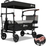 Sekey - chariot pliable 2 enfants avec toit & ceinture 3 points ? charge 150 kg ? noir / gris