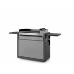 Forge adour ? chariot � plancha ferm� en acier noir 102, 5x55, 6x104, 2cm ? 4 roues pivotantes dont 2 ...