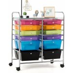 Chariot de rangement 10 tiroirs en pp, tour de rangement, cadre en m�tal, desserte meuble tiroir pour ...