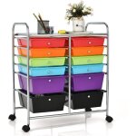 Goplus chariot de rangement 12 tiroirs, 64 x 38 x 75 cm, tour de rangement � roulettes, cadre en acier, ...
