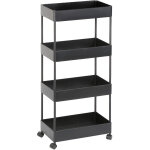 Chariot de service / desserte de cuisine  roulettes en acier inox - 4 niveaux pour cuisine - noir 402290cm ...