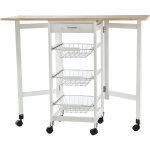 Chariot de service desserte de cuisine à roulettes multi - rangements 3 paniers métal + tiroir + rallonges ... Chariot de service desserte de cuisine à roulettes multi - rangements 3 paniers métal + tiroir + rallonges ...