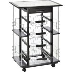 Chariot de service desserte de cuisine  roulettes multi - rangements 4 paniers mtal tiroir + 4 range ...