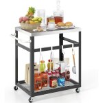 Costway - chariot de service d'extrieur  2 tagres, desserte de jardin avec plateau et poigne en ...