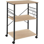 Chariot de service style industriel bois et acier Chariot de service style industriel bois et acier