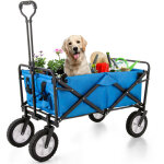 Chariot de jardin pliable tout - terrain extrieur avec poignes rglables, sac en tissu et la roue avant ...