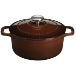 Chasseur cocotte en fonte ronde 20 cm chocolat - sublime
