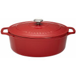 Chasseur - cocotte ovale 35 cm rouge uni interieur sable