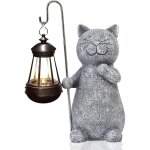 Chat decoration statue jardin exterieur avec lampe solaire figurine - salon chaton d�coration cadeau ...