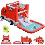 Chteau gonflable forme camion de pompier trampoline&toboggan&pistolets a eau, parc aquatique gonflable ...