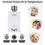 Chauffe - eau  gaz propane / butane 10l, chauffe - eau  gaz instantans 20kw avec housse de pluie - ...