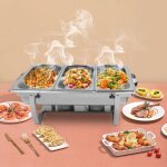 Gojoy - chauffe - plats en acier inoxydable de 8 l - 3 compartiments - plateau chauffant avec couvercle ... Gojoy - chauffe - plats en acier inoxydable de 8 l - 3 compartiments - plateau chauffant avec couvercle ...