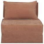 Chauffeuse 1 place convertible en tissu effet velours terre br�l�e victor