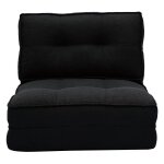 Chauffeuse 1 place convertible en tissu noir sally Chauffeuse 1 place convertible en tissu noir sally
