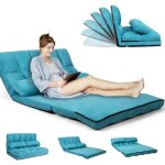 Chauffeuse 2 personnes pliable en daim dossier r�glable de 90 � � 180 � de 5 positions avec 2 oreillers, ...