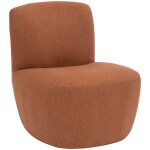 Pegane - chauffeuse, canap avec 1 place en tissu coloris terracotta et bois - longueur 65 x profondeur ...