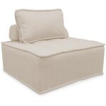 Chauffeuse pour canapé modulable tissu capitonné polyester crème Chauffeuse pour canapé modulable tissu capitonné polyester crème