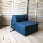 Chauffeuse convertible 1 place coton - bleu canard