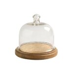 Chehoma - cloche verre base bois 22x19cm