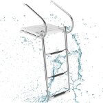 Chelle de piscine inox  3 marches, chelle tlescopique pour bateau avec plateau, mains courantes, pdales ...