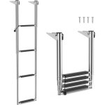 Costway - chelle de piscine pliable  4 marches en acier inoxydable, chelle de securit tlescopique ...