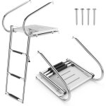 Chelle de piscine tlescopique  plateforme de 3 marches en fibre de verre, chelle bateau pliable, ponton ...